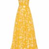 Clothing Markarian NYC | Marigold Yellow Floral Drop Waist Gown