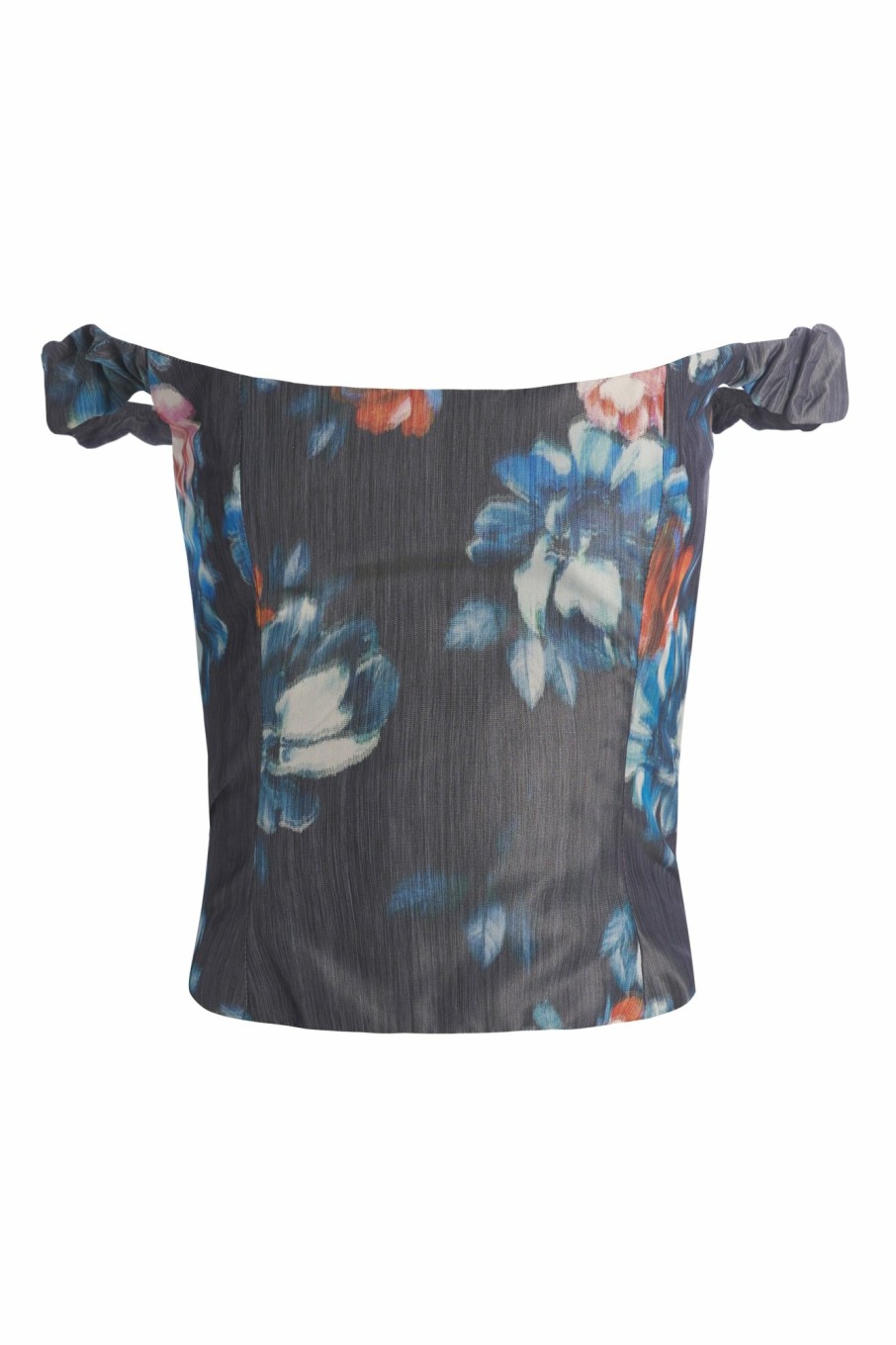 Clothing Markarian NYC | Hayworth Dark Floral Ikat Off The Shoulder Corset Top