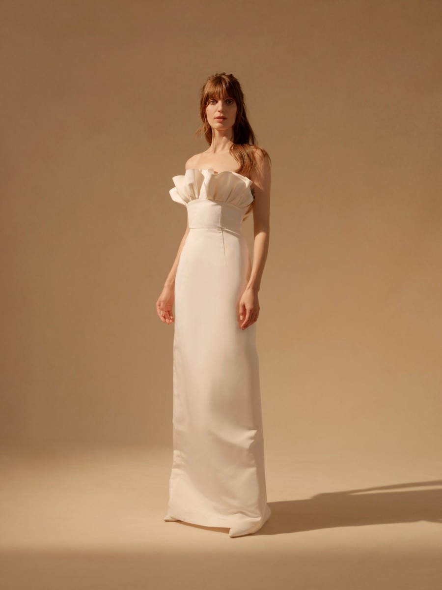 Bridal Markarian NYC | Demetra Off White Silk Gown