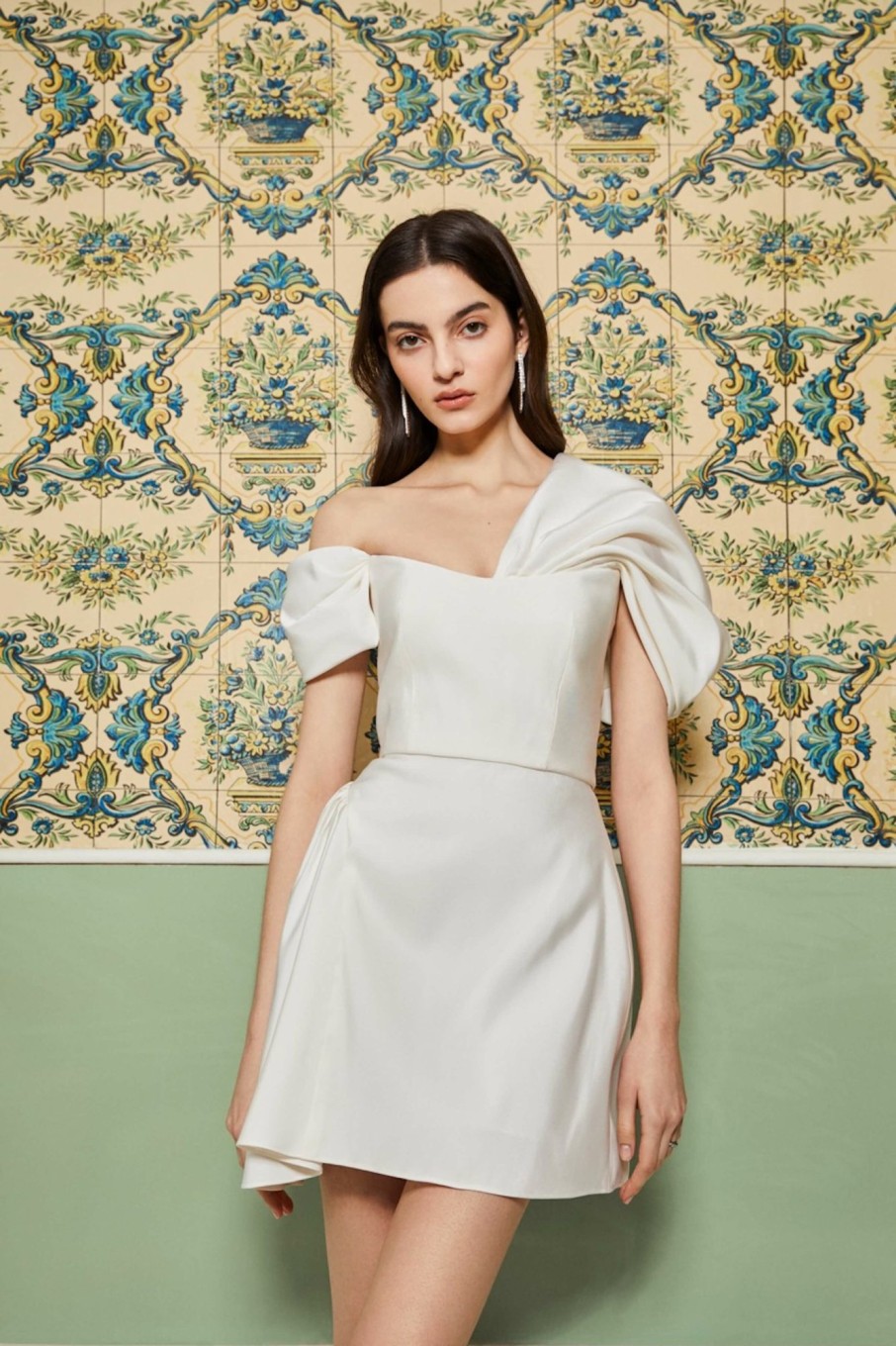 Bridal Markarian NYC | Maya White Silk Asymmetric Mini Dress