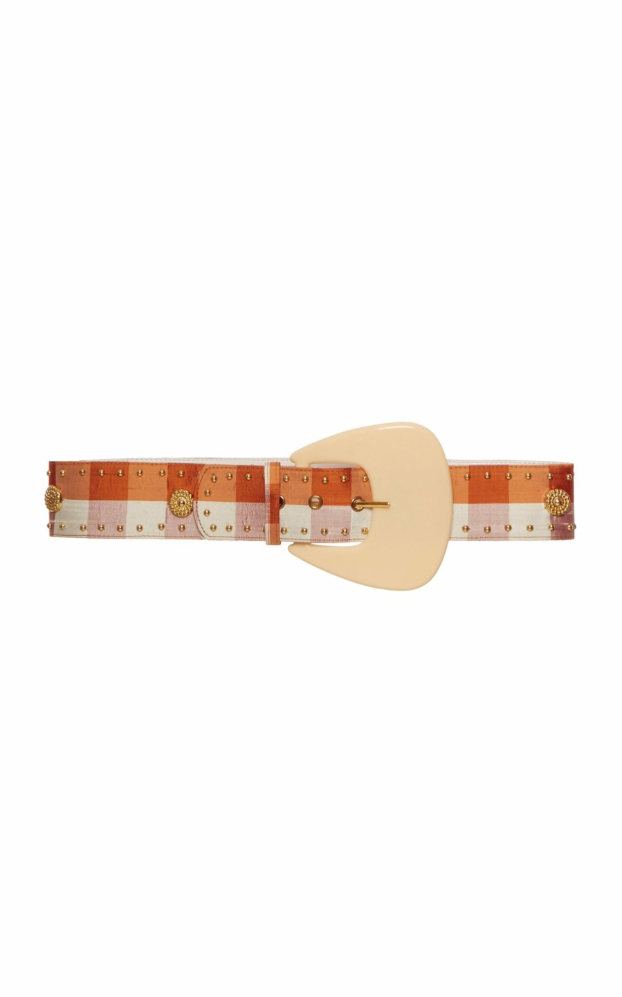 Accessories Markarian NYC | Viola Gingham Silk Studded Belt