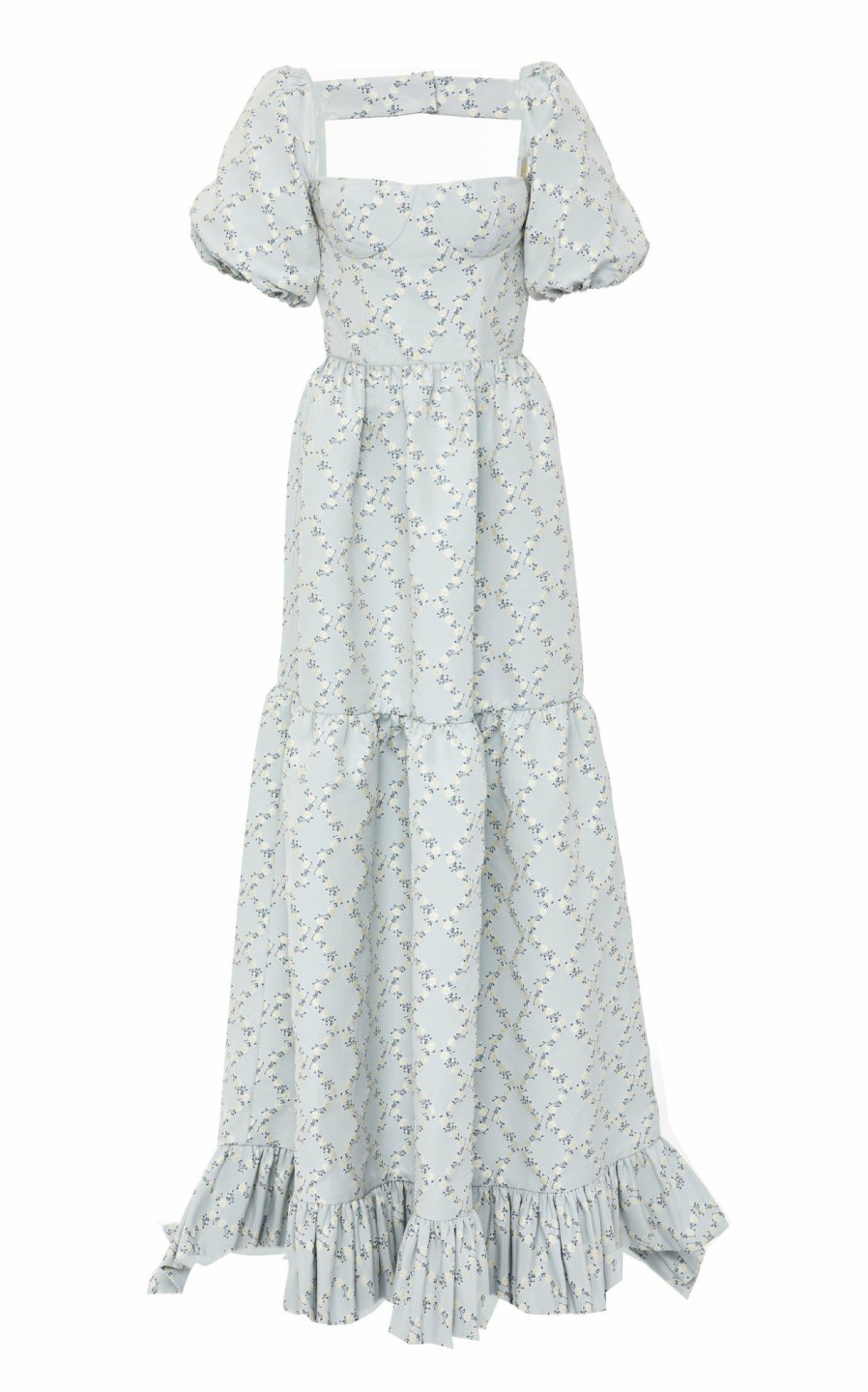 Clothing Markarian NYC | Emma Blue Floral Lattice Gown