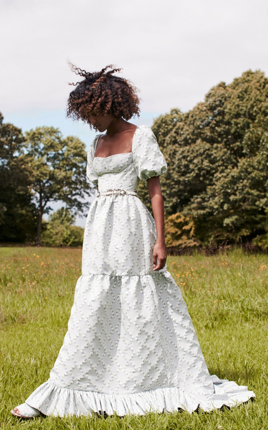 Clothing Markarian NYC | Emma Blue Floral Lattice Gown