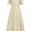 Clothing Markarian NYC | Mae Yellow Daisy Brocade Short Sleeve Midi Dress