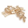 Accessories Markarian NYC | Alviva Small Gold Pearl Detail Floral Hair Comb