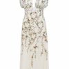 Clothing Markarian NYC | Primavera White Embroidered Floral Silk Midi Dress With Ruched Bodice