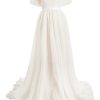 Clothing Markarian NYC | Venus White Dotted Tulle Off-The-Shoulder Puff Sleeve Gown