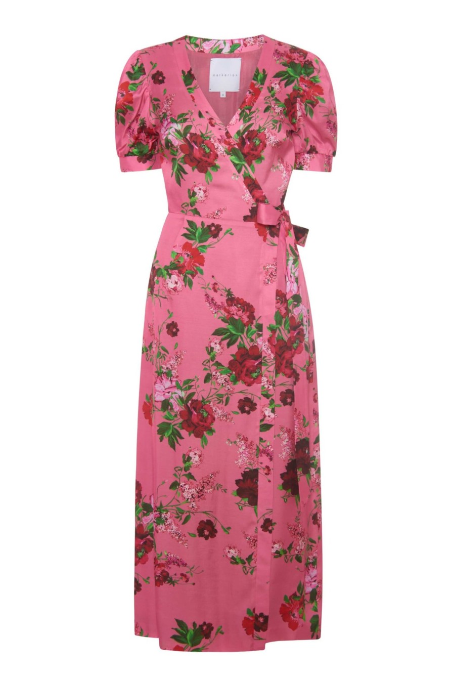 Clothing Markarian NYC | Marnie Pink Floral Short Sleeve Wrap Dress