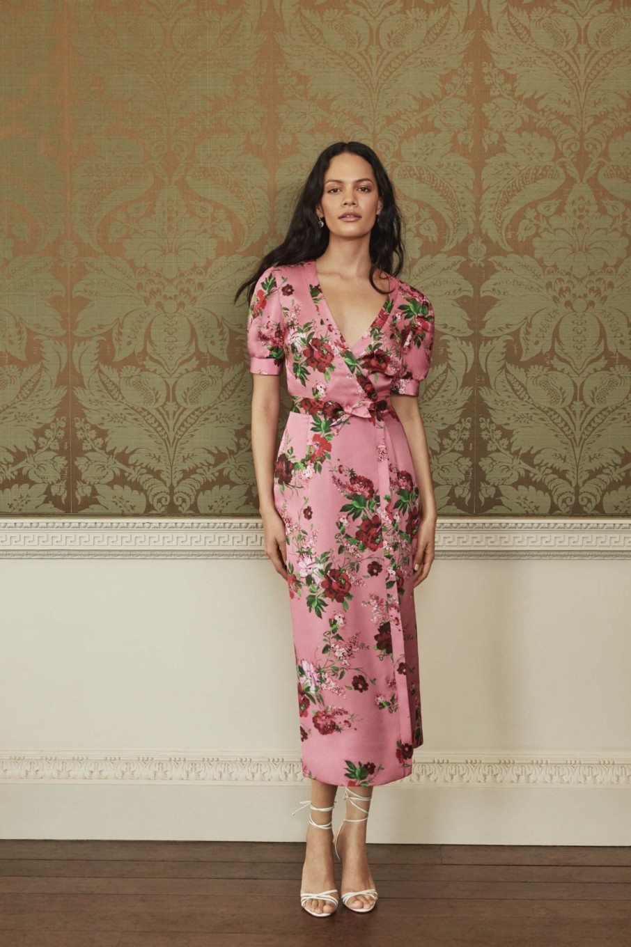 Clothing Markarian NYC | Marnie Pink Floral Short Sleeve Wrap Dress