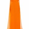 Clothing Markarian NYC | Anthea Tangerine Chiffon Draped Off-The-Shoulder Gown