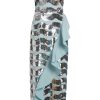 Clothing Markarian NYC | Alessia Light Blue Silver Sequin Wave Strapless Ruffled Midi Dress