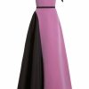 Clothing Markarian NYC | Edith Lilac And Black Silk Faille Asymmetric Drape Shoulder Gown