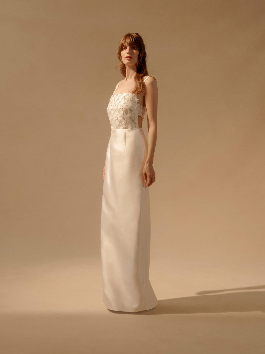 Bridal Markarian NYC | Flora Column Gown With Crystal Embellishment