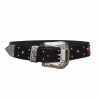 Accessories Markarian NYC | Serendipity Black Leather Belt With Engraved Silver Buckle And Stones