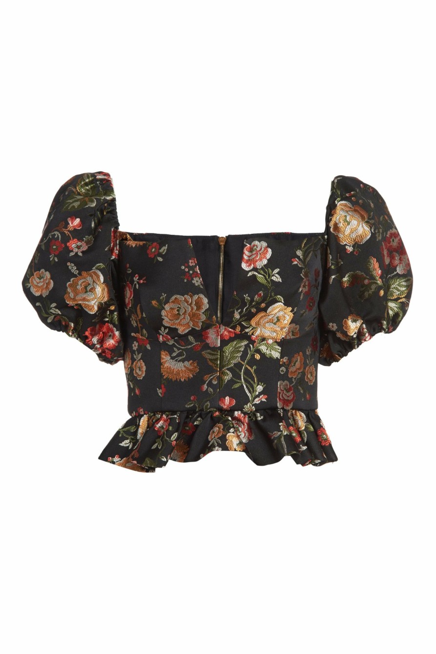 Clothing Markarian NYC | Andromache Black Floral Brocade Top