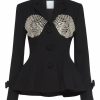 Clothing Markarian NYC | Lynn Black Wool Blazer With Embellished Crystal Detail