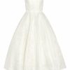 Bridal Markarian NYC | Fiorela White Floral Jacquard Strapless Midi Dress