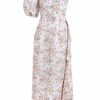 Clothing Markarian NYC | Laurel One-Shoulder White Ikat Floral Dress With Sash Train