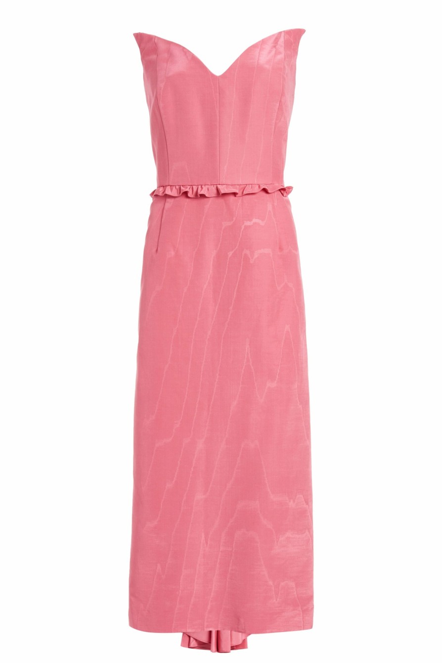 Clothing Markarian NYC | Lottie Pink Moire Strapless Dress With Bustle Back Detail