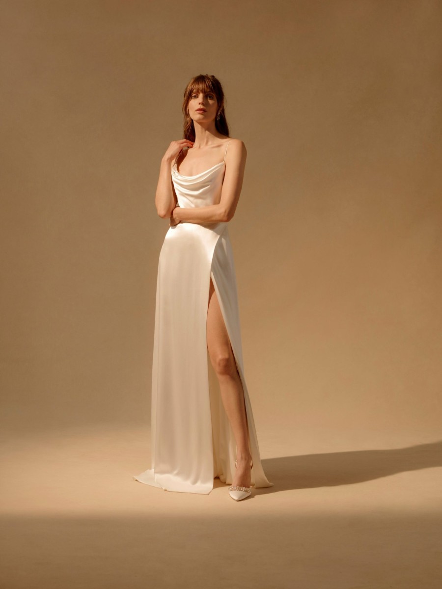 Bridal Markarian NYC | Vesta Satin Wrap Gown