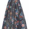 Clothing Markarian NYC | Marjorie Dark Floral Ikat Full Skirt With Godet Panels