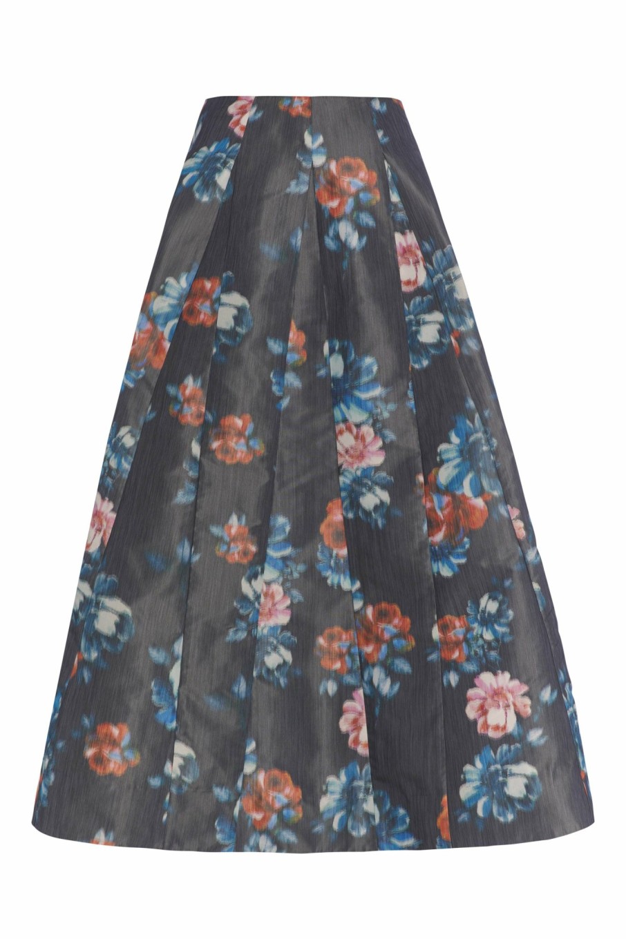 Clothing Markarian NYC | Marjorie Dark Floral Ikat Full Skirt With Godet Panels