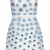 Bridal Markarian NYC | Lulu White Silk Mini Dress With Blue Daisy Beading