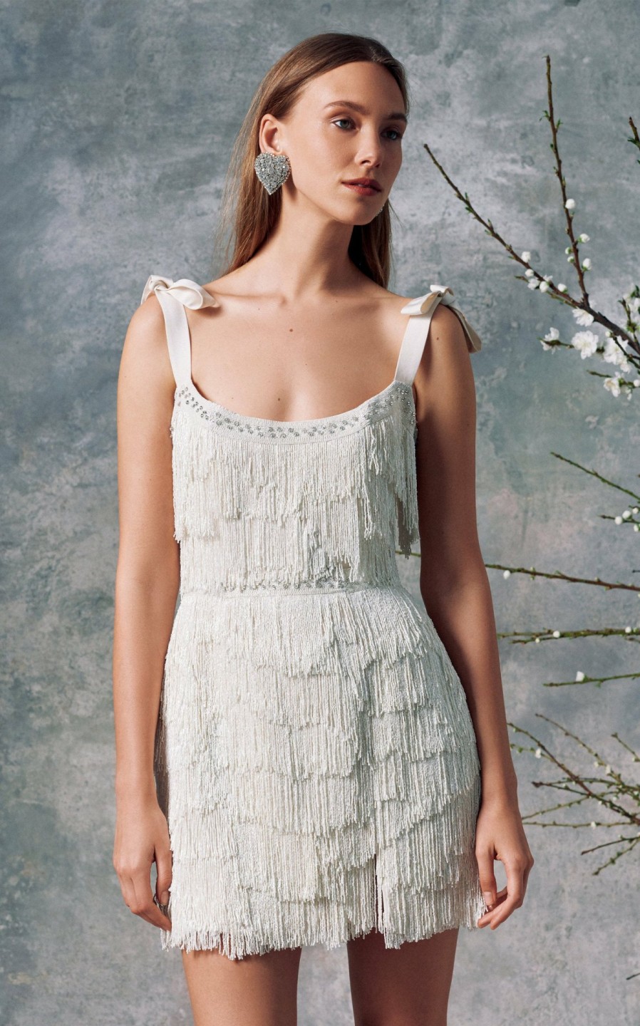 Bridal Markarian NYC | Diana White Fringe Mini Dress