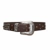 Accessories Markarian NYC | Serendipity Brown Leather Belt With Engraved Silver Buckle And Studs