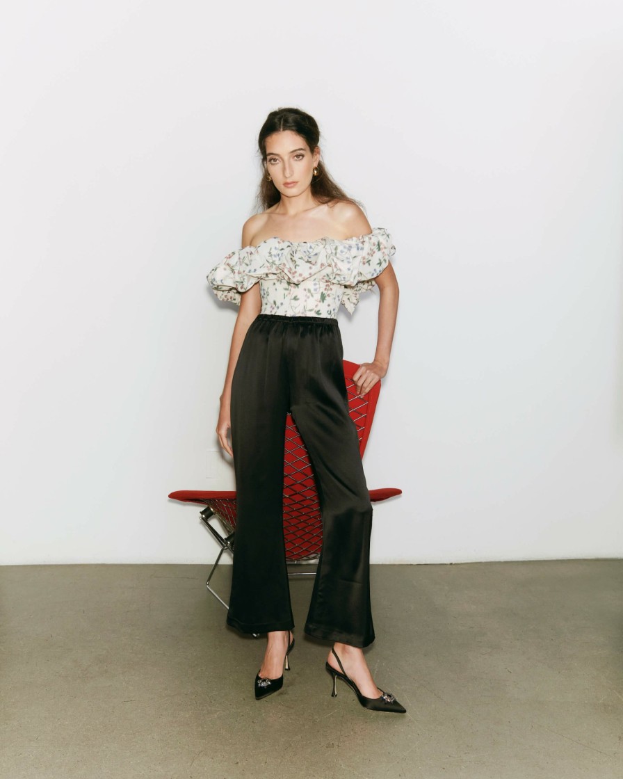 Clothing Markarian NYC | Gigi Black Silk Cropped Easy Pant