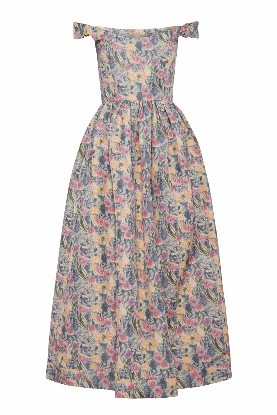 Clothing Markarian NYC | Ginger Sustainable Watercolor Floral Off-The-Shoulder Corset Dress