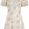 Clothing Markarian NYC | Ethel Ivory Floral Crystal Sequin Puff Mini Dress