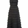 Clothing Markarian NYC | Giselle Black A Line Layered Ruffle Corset Dress With Tie Straps