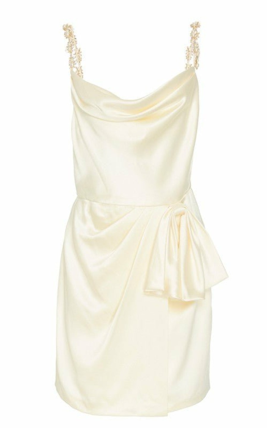 Bridal Markarian NYC | Rosetta Ivory Satin Mini Dress With Bow