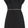 Clothing Markarian NYC | Thunderbird Black Silk Faille Mini Dress With Crystal Trim