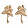 Accessories Markarian NYC | Final Sale: Dyonisia Gold Pearl Detail Floral Snake Earrings