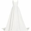 Bridal Markarian NYC | Guinevere White Silk Paneled Gown