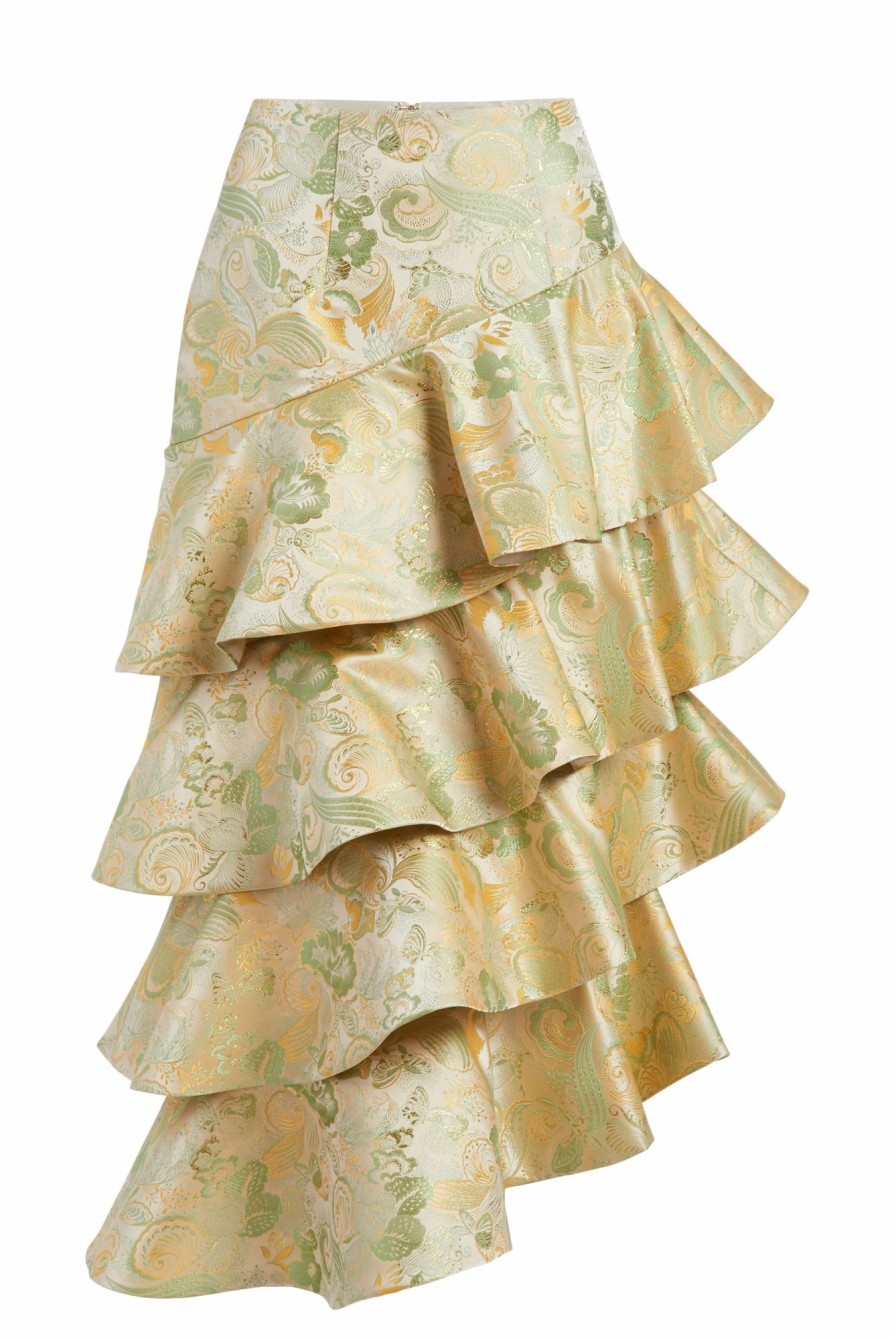 Clothing Markarian NYC | Laura Green Butterfly Brocade Tiered Ruffle Skirt