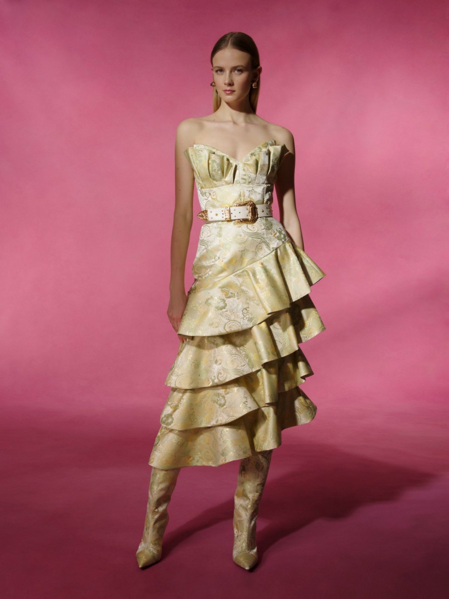 Clothing Markarian NYC | Laura Green Butterfly Brocade Tiered Ruffle Skirt