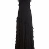 Clothing Markarian NYC | Contessa Black Crinkle Chiffon Ruffle Gown