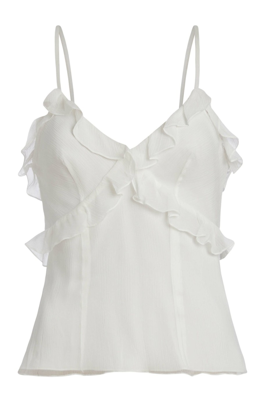 Clothing Markarian NYC | Isla Off White Crinkle Chiffon Ruffled Top