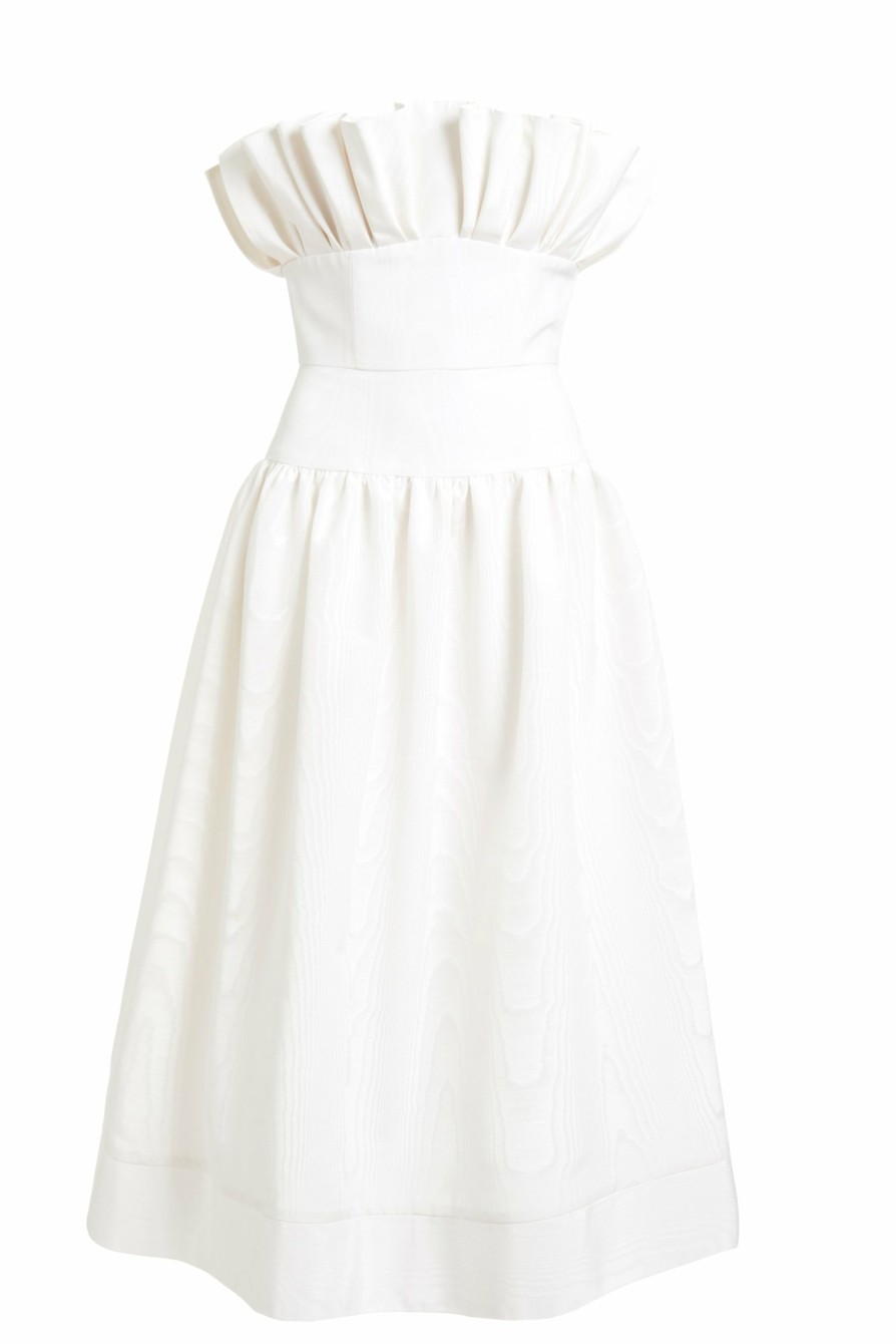 Bridal Markarian NYC | Demetra White Moire Midi Dress