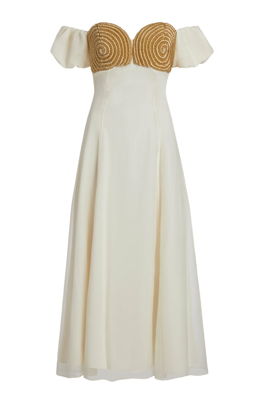 Clothing Markarian NYC | Nautilus Ivory Handbeaded Shell Bust Off-The-Shoulder Dress