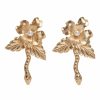 Accessories Markarian NYC | Dyonisia Gold Pearl Detail Floral Snake Earrings