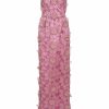 Clothing Markarian NYC | Marina Pink Floral-Appliqued Silk-Blend Strapless Gown