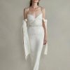 Bridal Markarian NYC | Rhett White Jacquard Dress With Crystal Trim