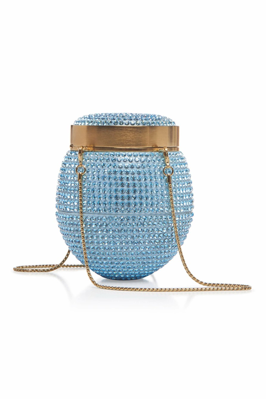 Accessories Markarian NYC | May Blue And Crystal Round Clutch