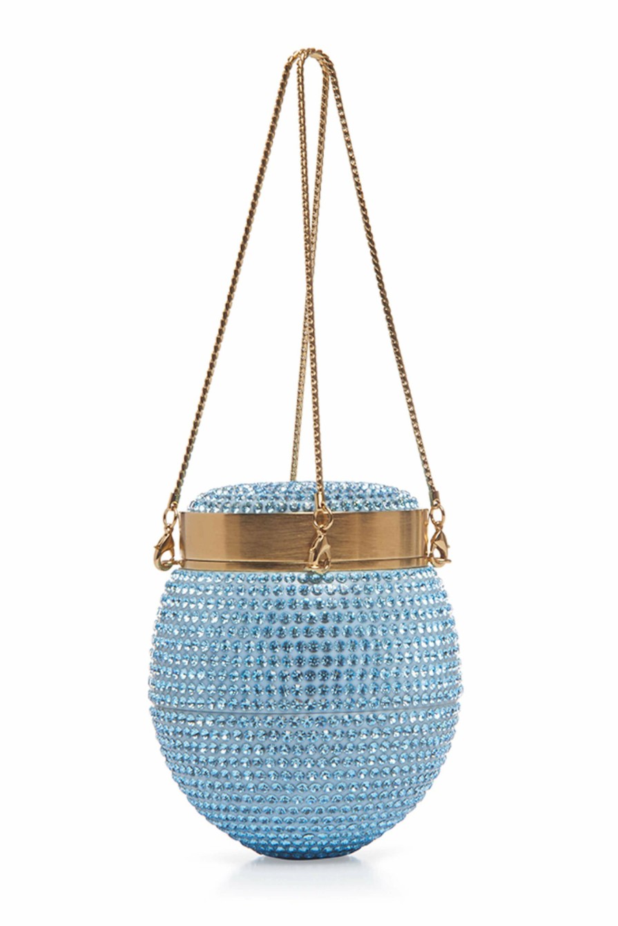 Accessories Markarian NYC | May Blue And Crystal Round Clutch