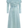 Clothing Markarian NYC | Hadley Light Blue Shimmer Floral Jacquard Capelet Long Sleeve Dress