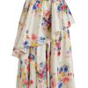 Clothing Markarian NYC | Elena Multicolor Beaded Floral Double Layer Ruffle Skirt With Belt